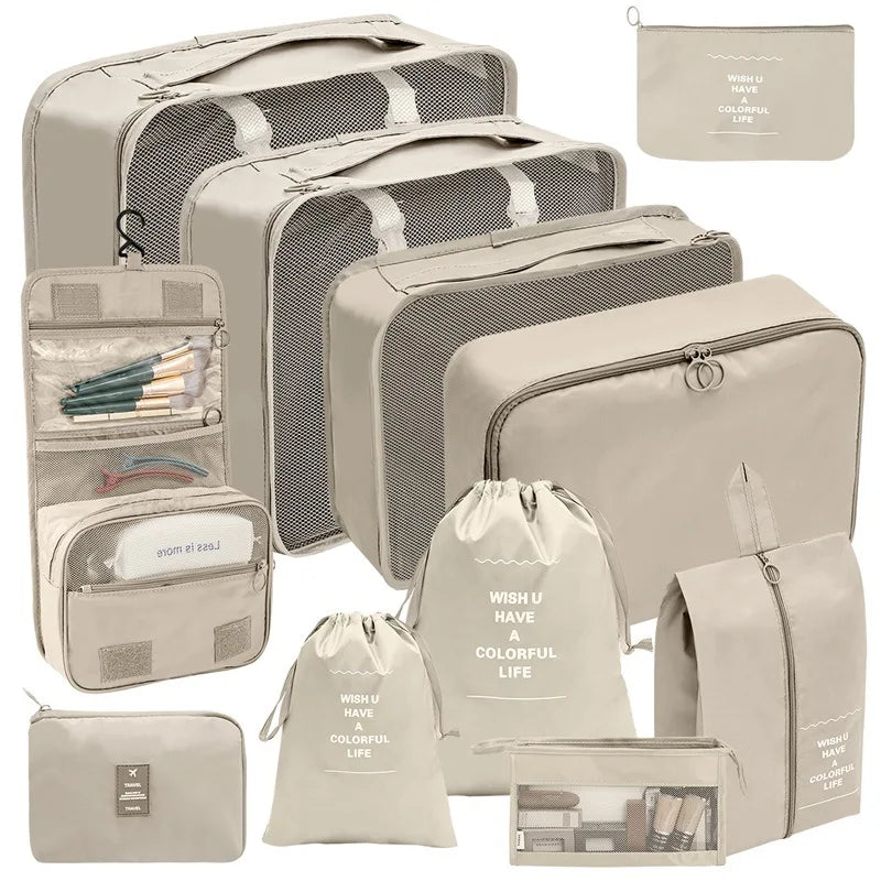 Brehn | PackWunder Reise-Organizer Set 7/8/9/10-teilig | Faltbare Koffer-Organizer | Für Kleidung, Schuhe & Accessoires