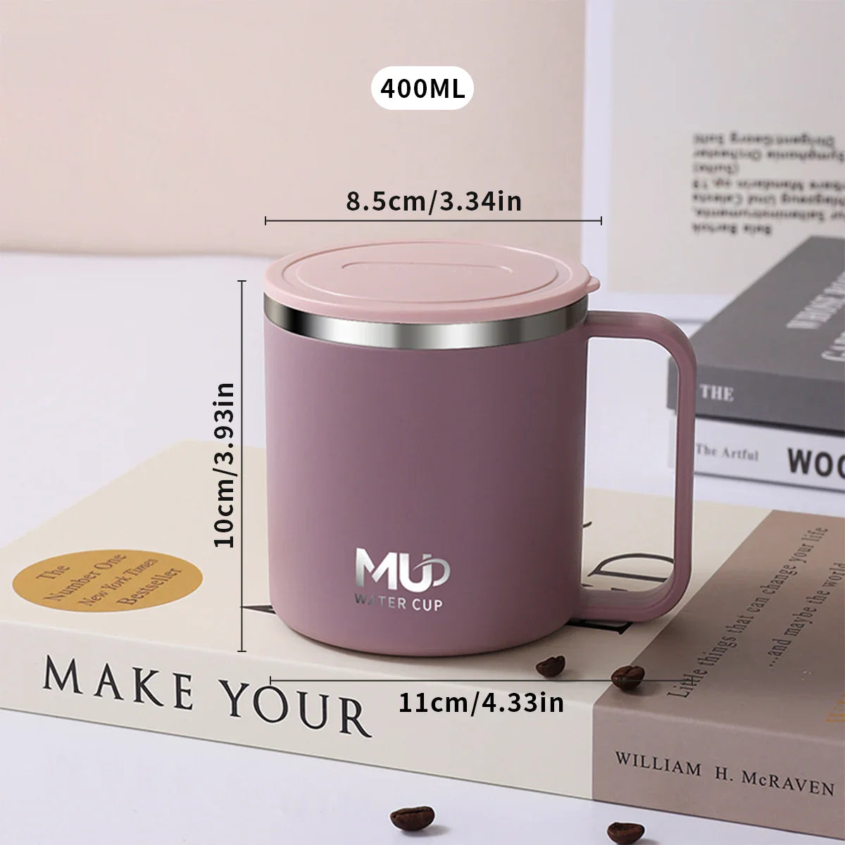 Isolierte Edelstahl Kaffeetasse mit Deckel | Brehn