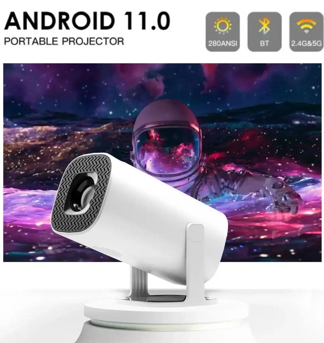 Brehn | Smart Mini Android 4K Unterstützung Heimkino Projektor