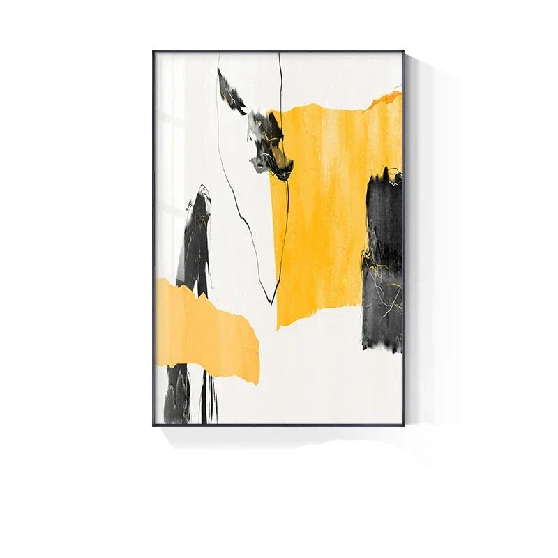 Farbenfrohe Minimalistische Abstrakte Wandkunst Feine Kunst Leinwanddrucke Orange Gelb Schwarz Beige Bilder Für Wohnzimmer Esszimmer Nordische Heimdekoration | Brehn