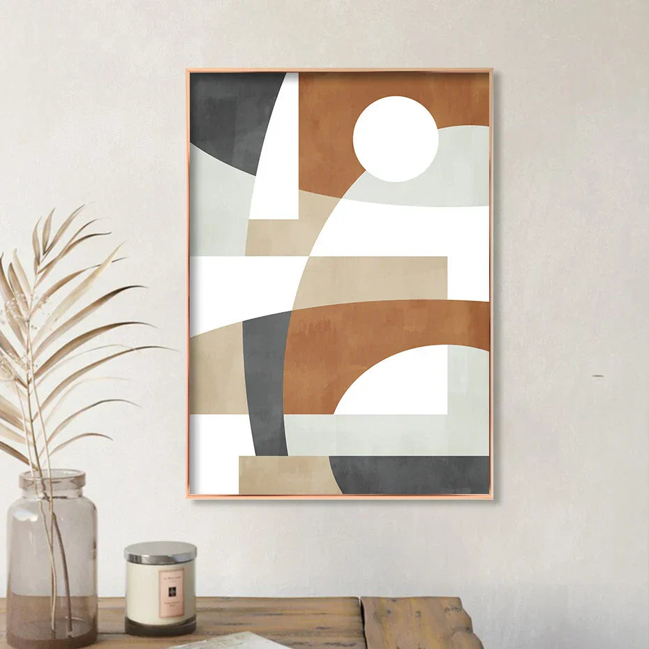 Geometrische abstrakte Farbblock-Wandkunst Feine Kunst Leinwanddrucke Neutrale Farben Bilder Für Wohnzimmer Esszimmer Home Office Dekor | Brehn
