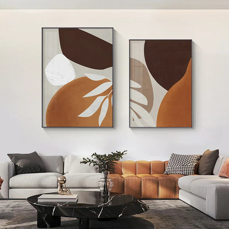 Moderne abstrakte erdige Töne geometrische Wandkunst Fine Art Leinwanddrucke Bilder für Wohnzimmer Esszimmer zeitgenössische Wohnkultur | Brehn