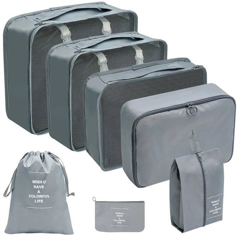 Brehn | PackWunder Reise-Organizer Set 7/8/9/10-teilig | Faltbare Koffer-Organizer | Für Kleidung, Schuhe & Accessoires