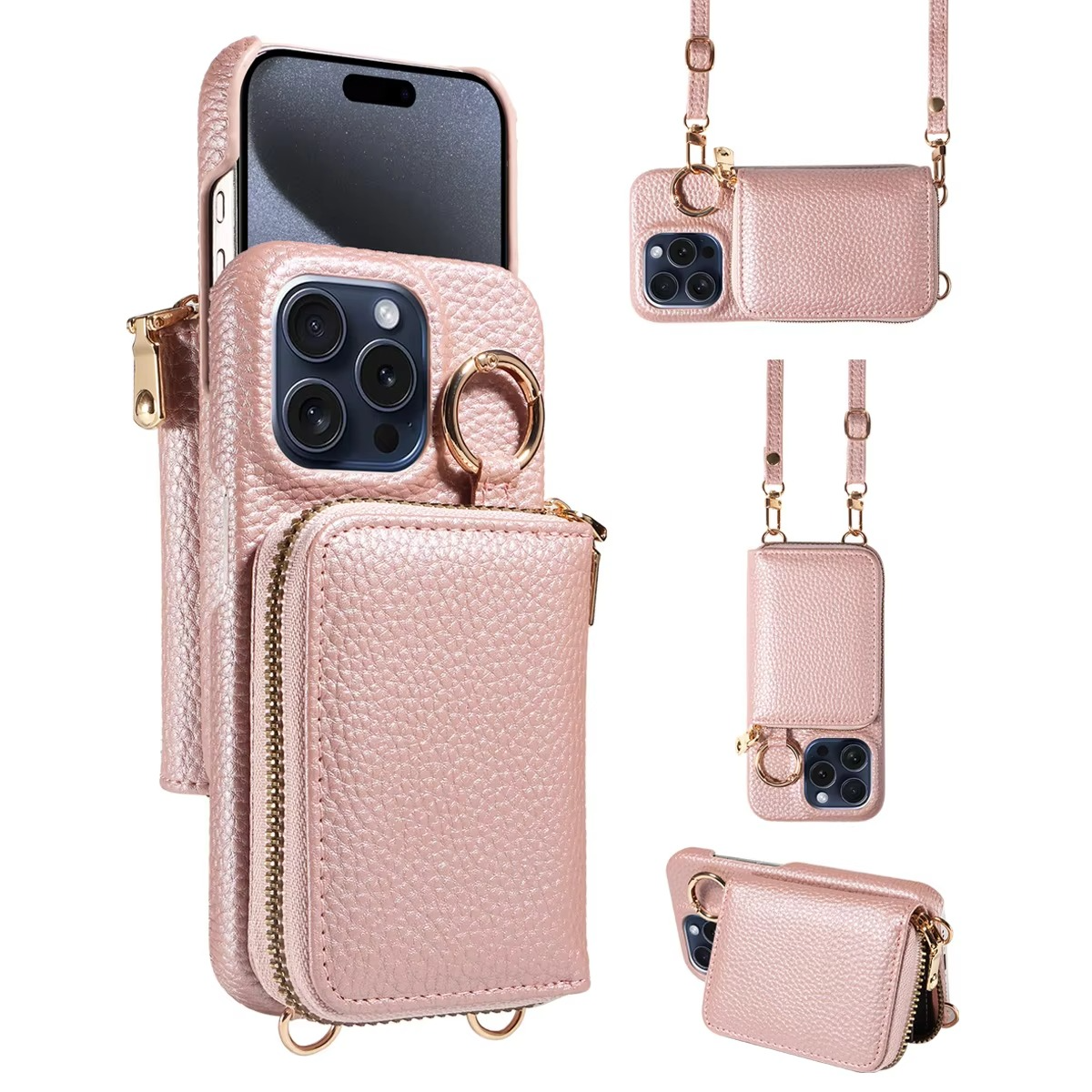 Hochwertige, multifunktionale iPhone-Hülle aus Leder mit Anti-Entmagnetisierungsschutz