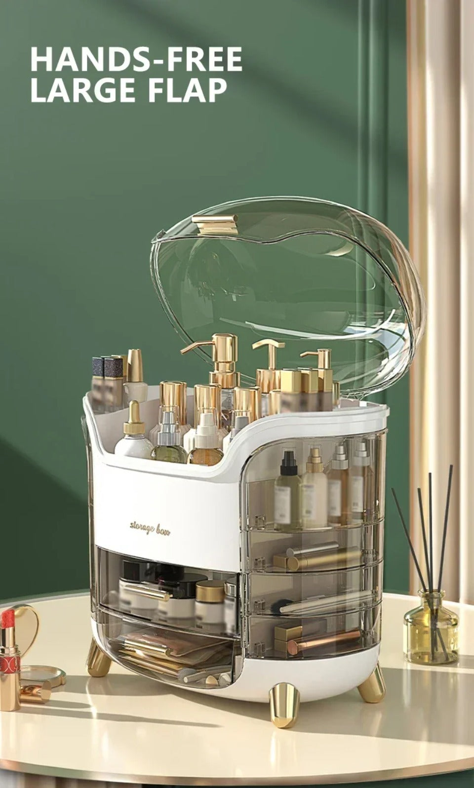 Luxus transparenter Make-up Organizer mit rotierenden Türen und SchuBrehnaden | Brehn