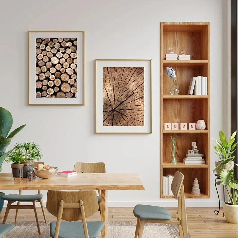 Natürliche Holzbaumring-Wandkunst-Poster, feine Kunst-Leinwanddrucke, Bilder für modernes Landhaus-Wohnzimmer, skandinavischer Stil, Wohnkultur | Brehn