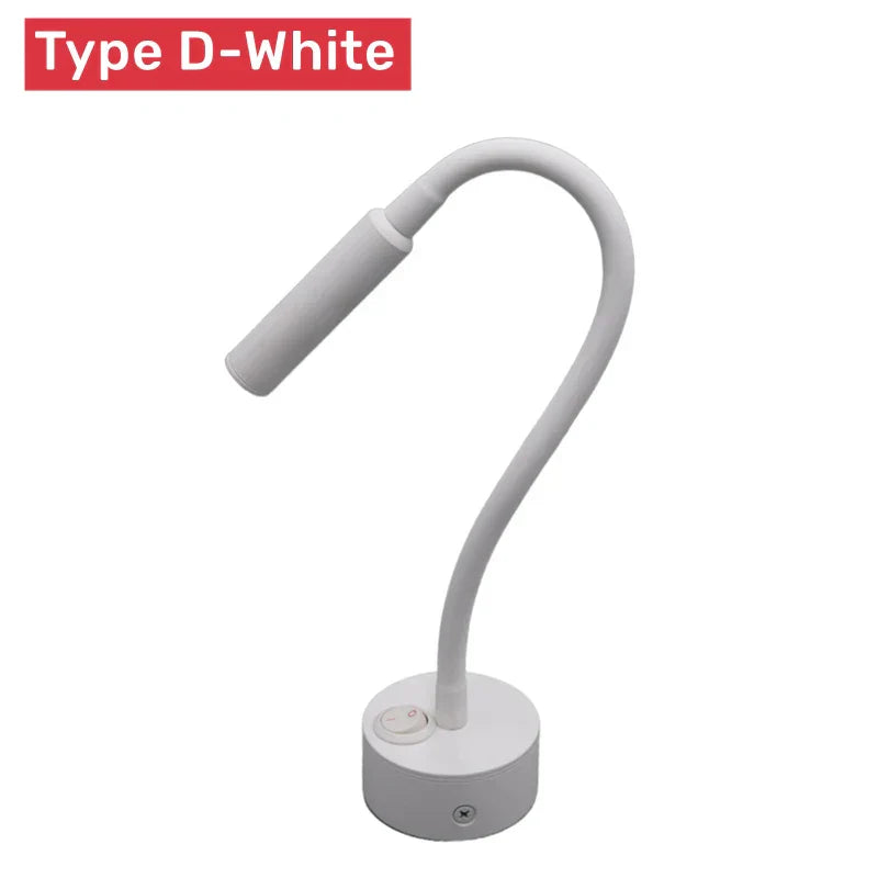 Brehn | Moderne Flexible LED-Lese-Wandlampe mit Schalter für Schlafzimmer und Studium - 1W/3W