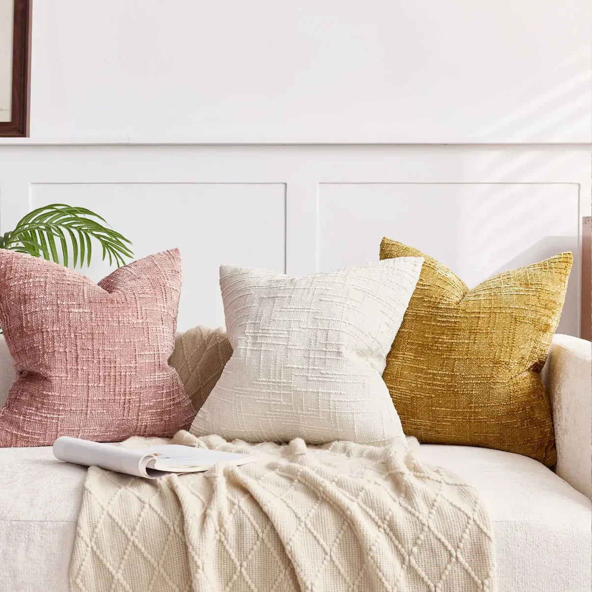 Chenille-Sofakussenhoes - Zachte, effen afwerking | Elegante Dekoration für Wohn- und Schlafzimmer