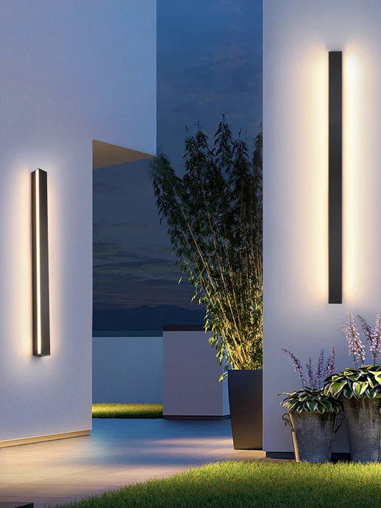 Brehn | NeroEdge SleekLine Wasserdichte LED Wandleuchte – Moderne Außenlampe in Schwarz