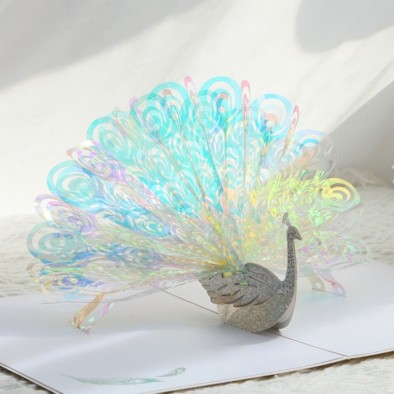 Brehn | 3D Schimmernder Pfau Dekorative Karte