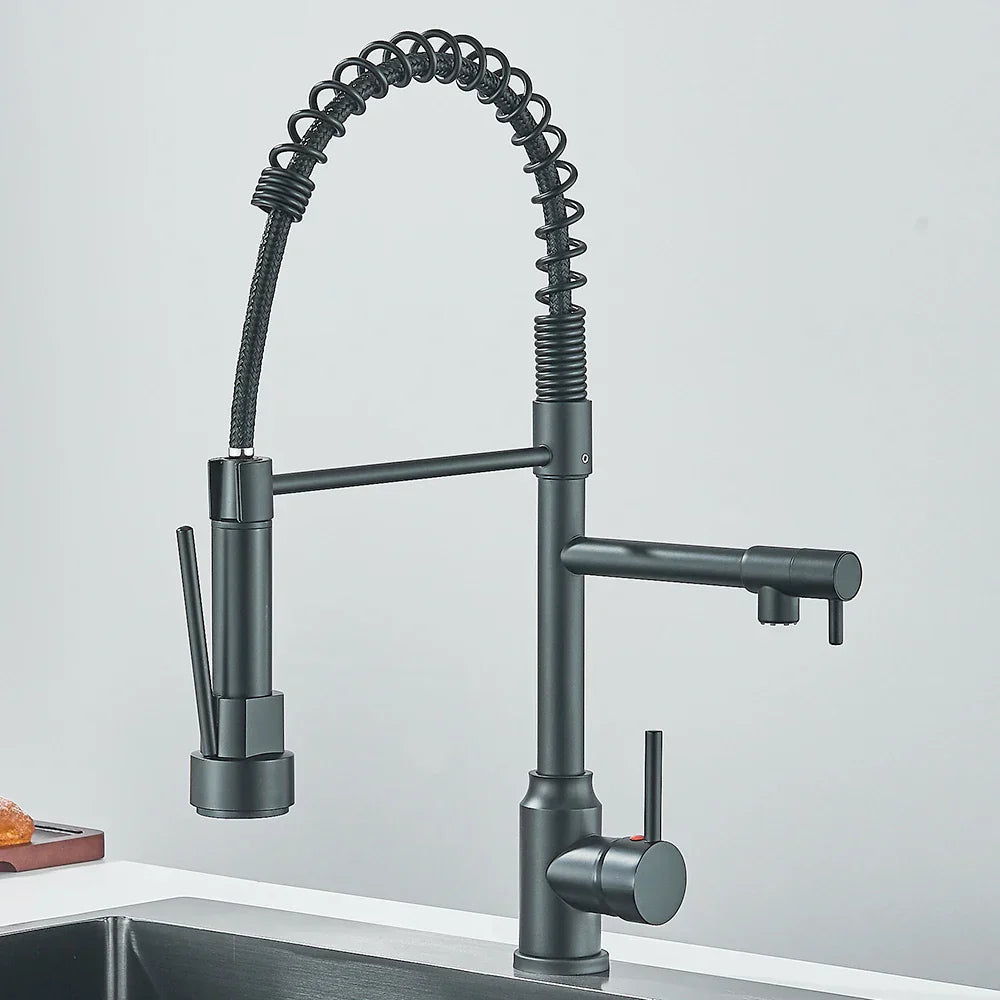 Wasserhahn mit Doppeltem Auslauf – Hochwertiger Wasserhahn für Flexibles Spülen, Schwenkbar, Ideal für Moderne Küchen, Leicht zu Reinigen und Einfache Montage | Brehn