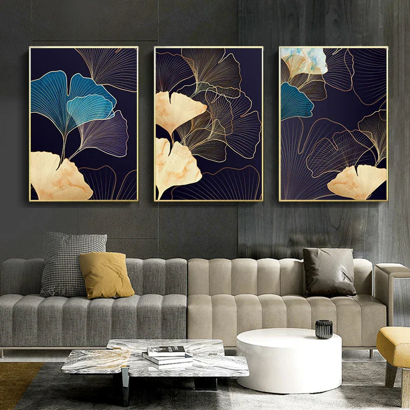 Abstrakte Botanische Tropische Blaue Aubergine Florale Wandkunst Feine Kunst Leinwanddrucke Bilder Für Wohnzimmer Schlafzimmer Hotelzimmer Dekor | Brehn