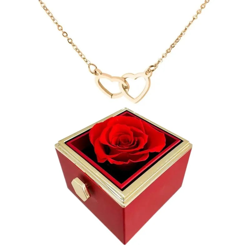 Brehn | Herz Necklace mit drehbarer Rosen Geschenkbox
