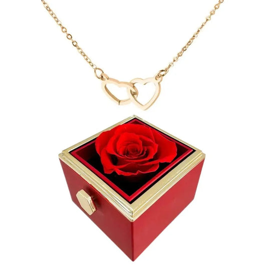 Brehn | Herz Necklace mit drehbarer Rosen Geschenkbox