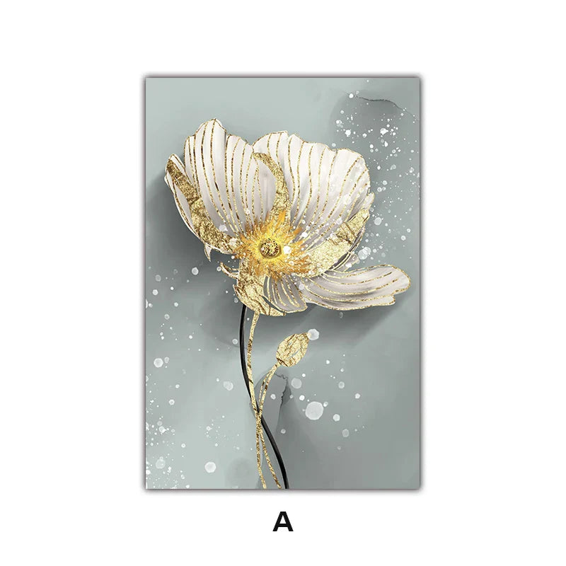 Moderne abstrakte Farbkleks Blumenwandkunst Fine Art Leinwanddrucke Poster elegante botanische Bilder für Wohnzimmer Dekor | Brehn