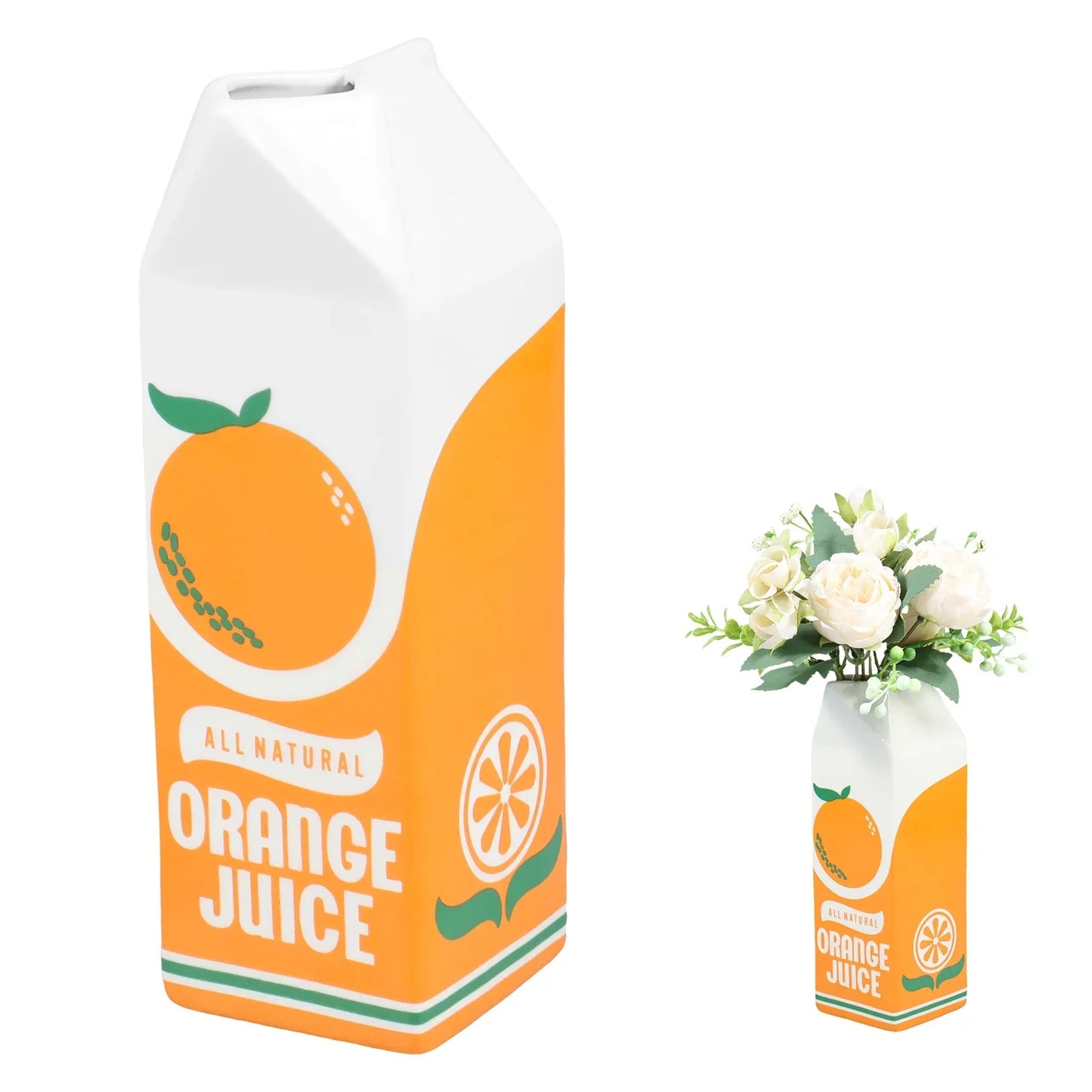 Vintage Orange Juice Keramikvase für Blumen und Dekor | Brehn