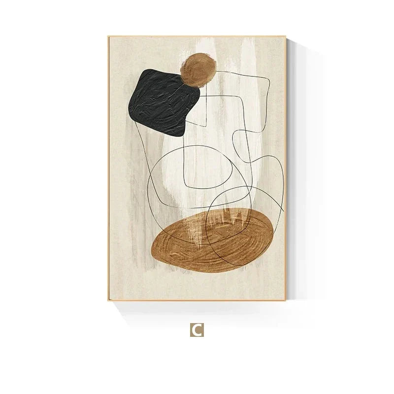 Skandinavische abstrakte Form Linien & Formen Wandkunst Fine Art Leinwanddrucke Neutrales Farbschema Bilder für moderne Wohnzimmerdekoration | Brehn