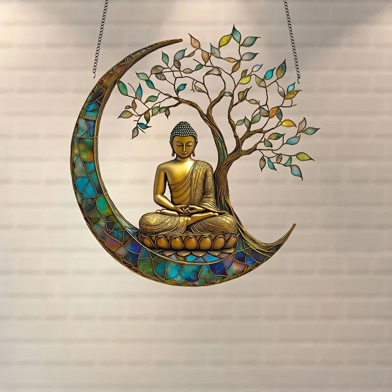 Brehn | Acryl Sonnenfänger ZenLight | 2D Buddha Dekor | Fenster- & Wohnaccessoire | Spirituelles Raumdesign