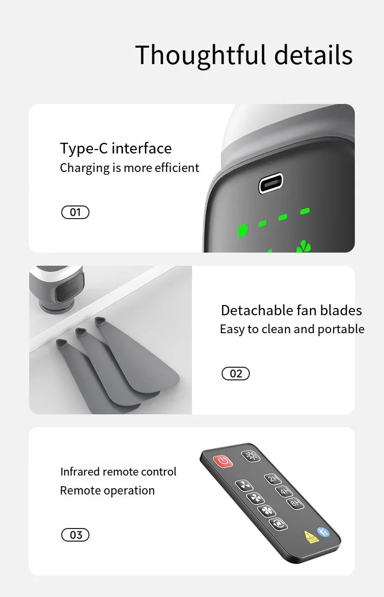 12000mAh Tragbarer Decken- & Campingventilator – Außen-Zelt-Luftzirkulator und Kühlventilator | Brehn