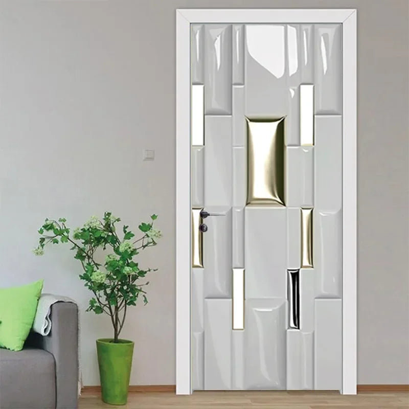 Moderne abstrakte Perlen geometrische Türaufkleber Mural abnehmbar PVC Vinyl Peel N Stick Wandkunst Mural Dekor für Innentüren Kreative DIY Wohnkultur | Brehn