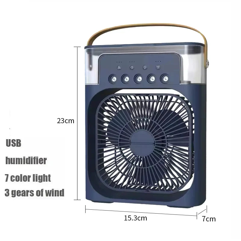 3-in-1 Mini-Luftkühler-Fan – Tragbarer Haushaltsklimaanlage mit LED-Nachtlicht, Luftbefeuchter und einstellbarem Luftstrom für Zuhause & Büro | Brehn