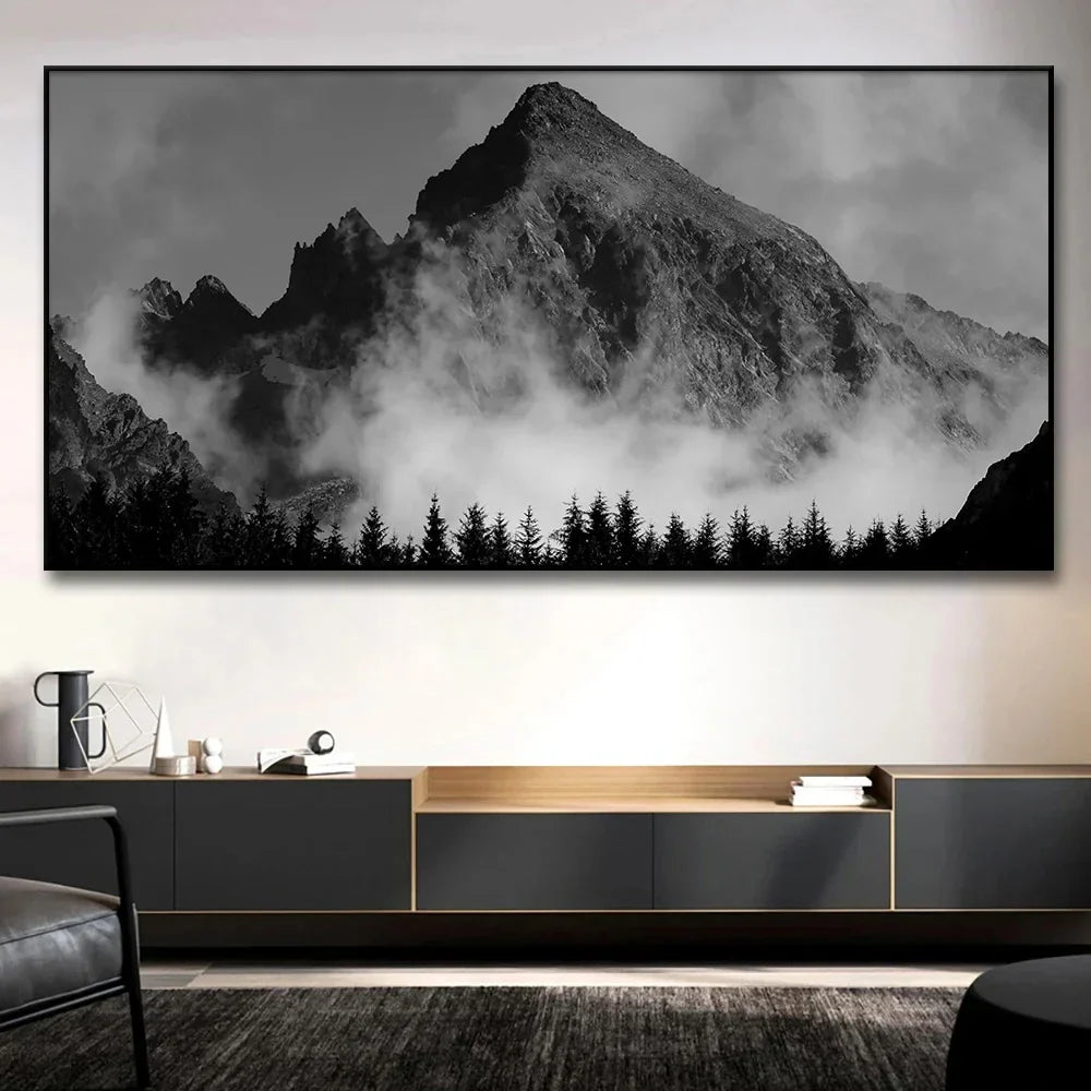 Nordlandschaften Wald Berg Wildnis Wandkunst Fine Art Leinwanddrucke Schwarz Weiß Poster Für Wohnzimmer Moderne Büros Dekor | Brehn