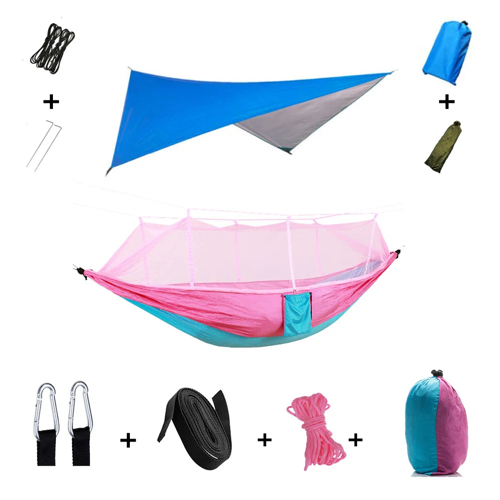 Brehn | Trekviva Camping-Hängematte | Integriertes Moskitonetz & Regendach | Ultraleicht & Reißfest | 3-in-1 Outdoor Lösung