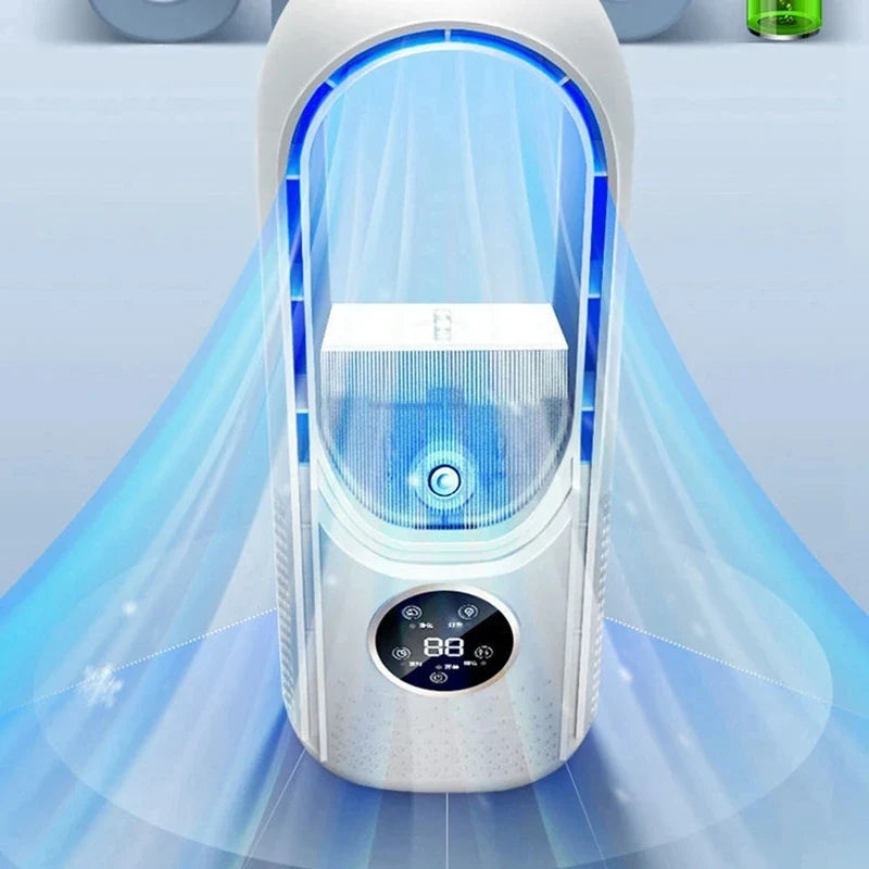 Tragbarer USB-Leafless Luftkühler – Leiser 6-Gang Elektrischer Ventilator mit Timer & Luftbefeuchter | Brehn