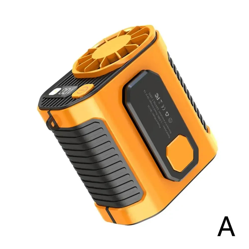 20000mAh Tragbarer Taillenventilator - Starker Wind Hängender Nackenventilator mit Powerbank und LED-Beleuchtung für Outdoor-Sport und Arbeit | Brehn