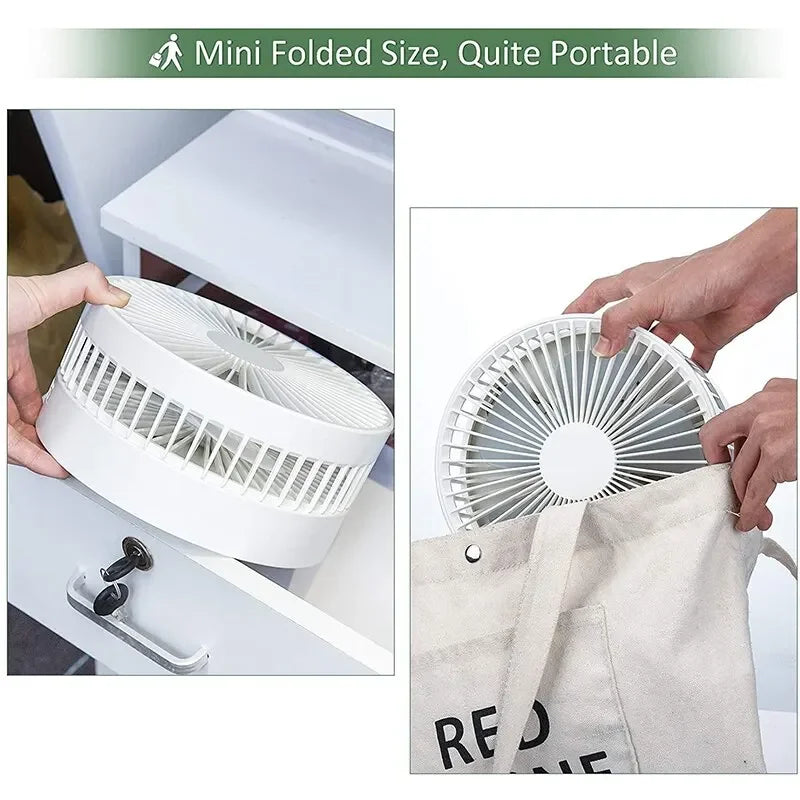 7200mAh USB wiederaufladbarer tragbarer faltbarer Ventilator Boden leiser Ventilator für Outdoor-Heim drahtloser Ventilator 4 Geschwindigkeiten Camping tragbarer Ventilator | Brehn