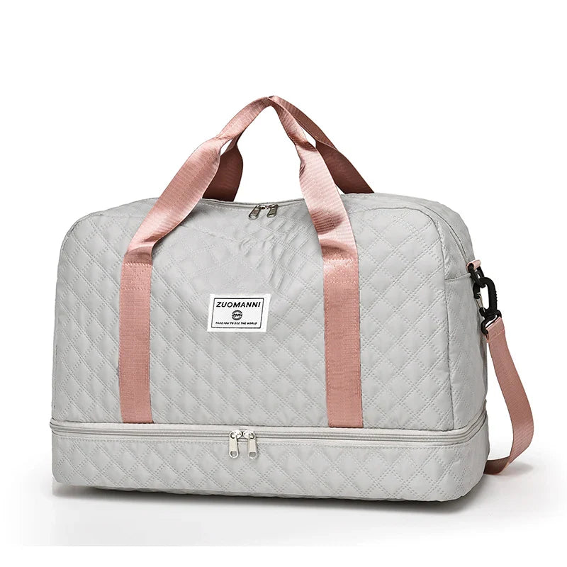 Brehn | Raumio TravelFlex Leichte Reisetasche mit Rautenmuster | Große Sport- & Wochenendtasche mit Schuhfach & Nassfach | Handgepäcktauglich & faltbar
