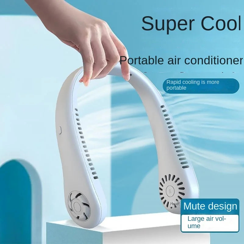 Bleib überall cool mit 1PC neuem Mini-Nacken tragbarem bladeless hängenden Nackenventilator - lange Akkulaufzeit, wiederaufladbar, 3-Geschwindigkeits-Luftkühler für den Sommer-Sport | Brehn