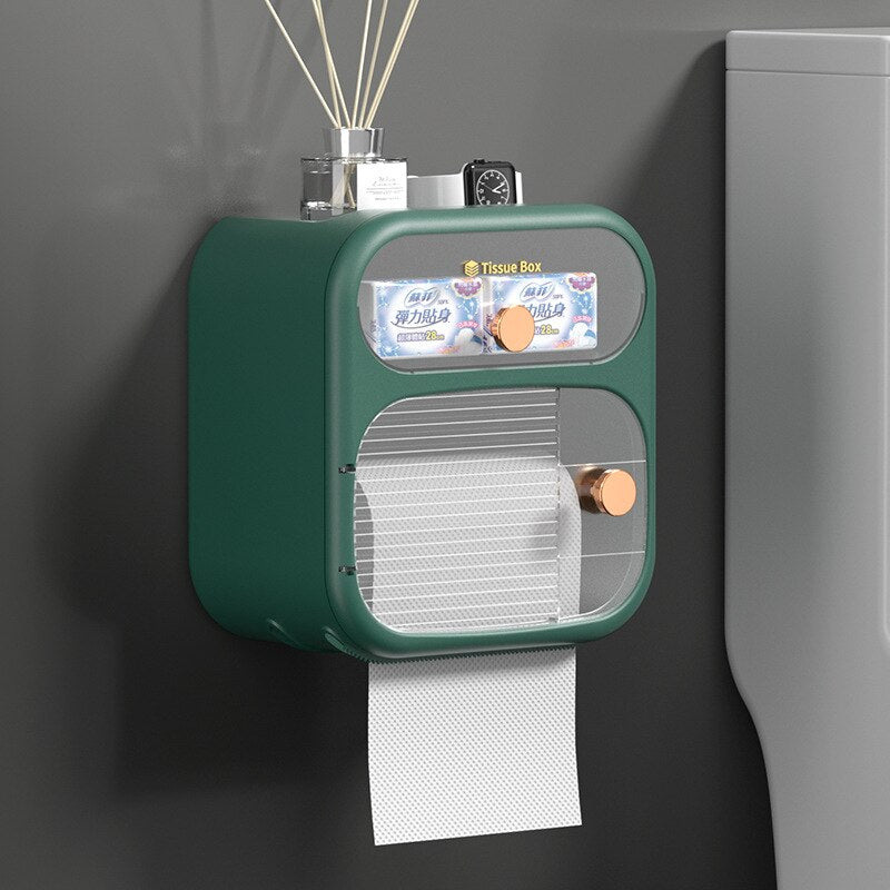 Brehn | MultiBox wandmontierte Toilettenpapier Handtuch Aufbewahrungsbox
