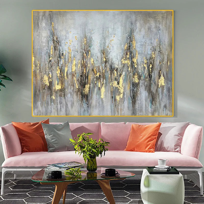 Modern Golden Gray Vintage Urban Abstrakte Wandkunst Fein Kunst Leinwanddruck Große Formate Bilder Für Wohnzimmer Esszimmer Kunst Dekor | Brehn