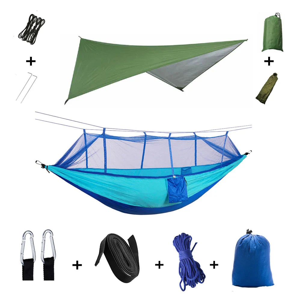Brehn | Trekviva Camping-Hängematte | Integriertes Moskitonetz & Regendach | Ultraleicht & Reißfest | 3-in-1 Outdoor Lösung