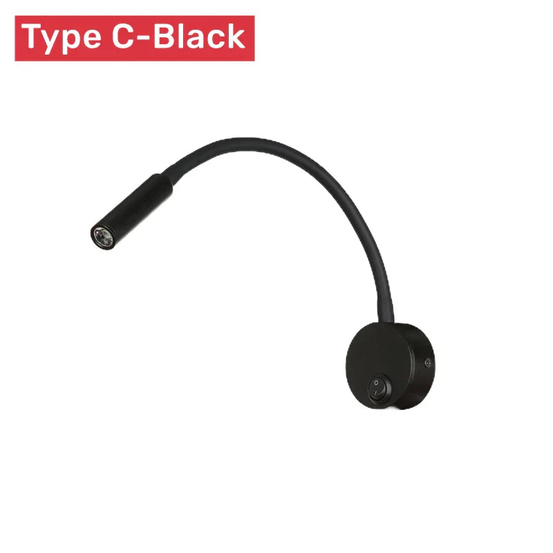 Brehn | Moderne Flexible LED-Lese-Wandlampe mit Schalter für Schlafzimmer und Studium - 1W/3W