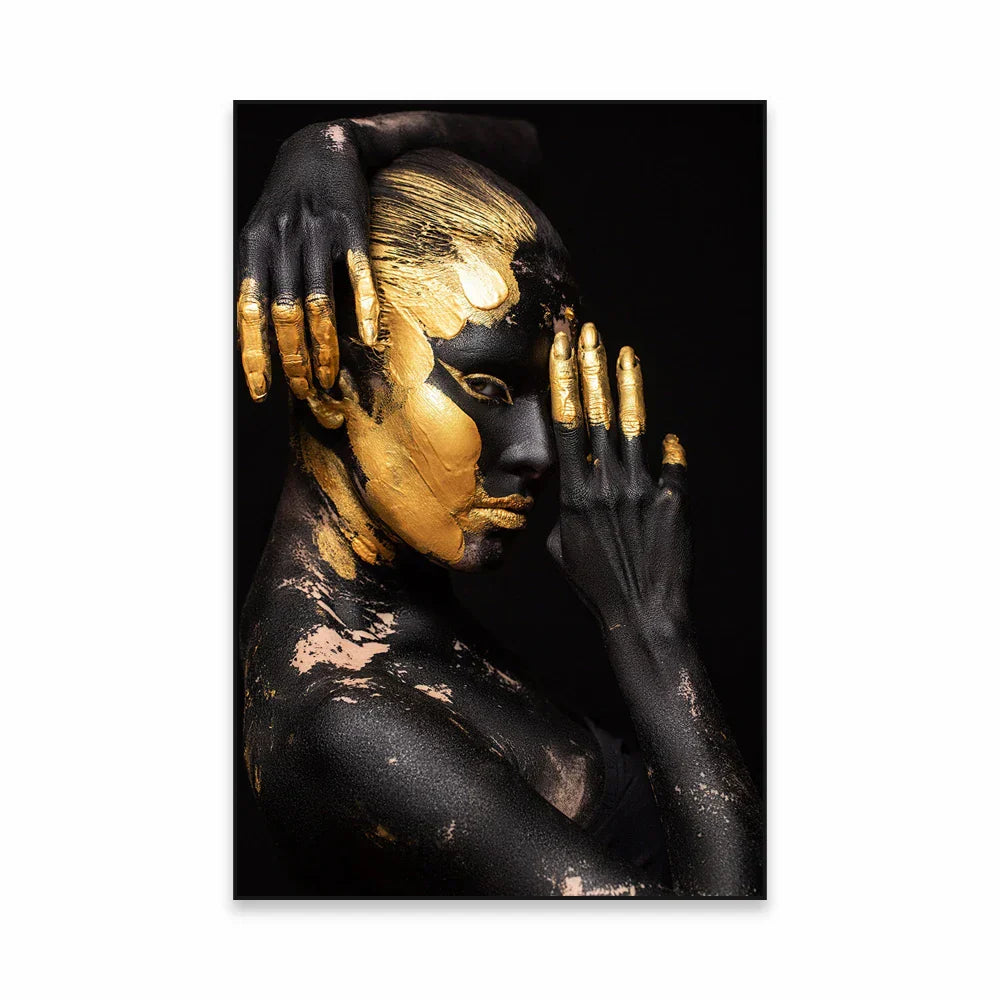 Golden Girl Fashion Wandkunst Fine Art Leinwanddrucke Moderne Abstrakte Porträtbilder Für Wohnzimmer Schlafzimmer Boutique Salon Kunstdekoration | Brehn
