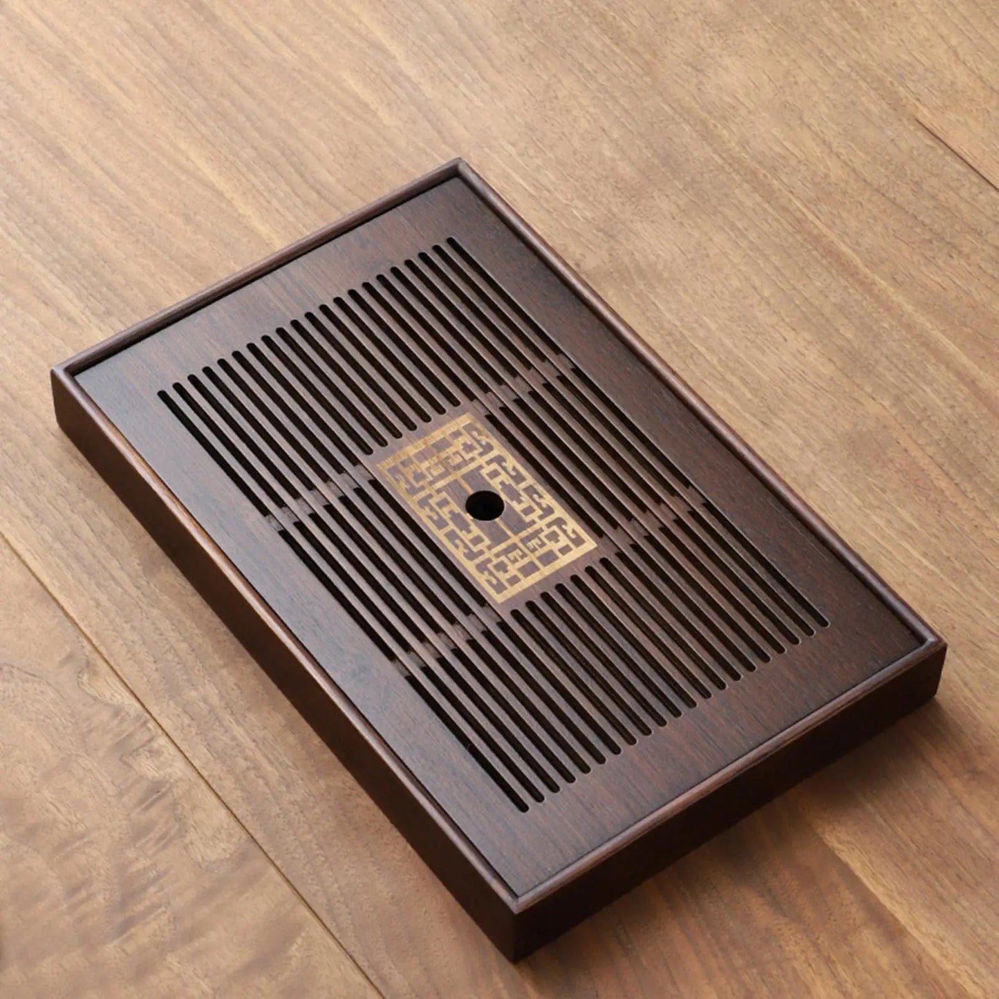 Brehn | Chinese Tea Tray with Water Storage Box Durable Simple Drainage Type Plate Tea Serving Tray for Teahouse Home Household Office