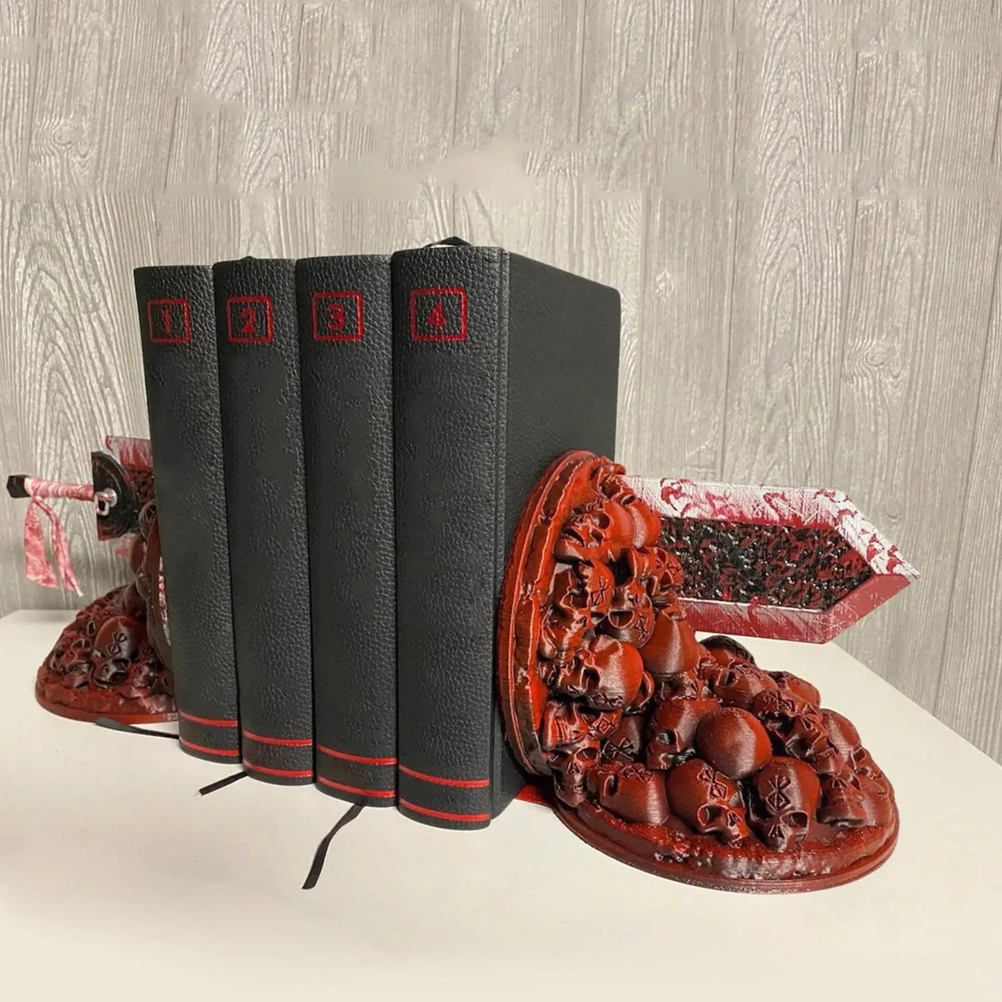 Brehn | Berserk Buchstützen Wütende Buchstützen Drachenjäger Harz Handwerk Studienkunst Dekoratives Ornament Zuhause Schreibtisch Bücherregal T4z7