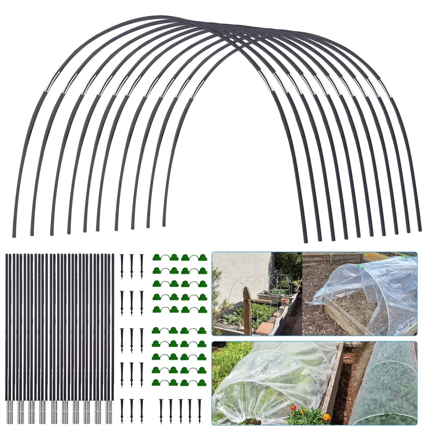 Brehn | Plantura FlexGrow Gartenbügel-Set aus Fiberglas | DIY Pflanztunnel für Hochbeete & Frühbeet | Rostfrei & Wiederverwendbar | Inkl. Steckverbinder