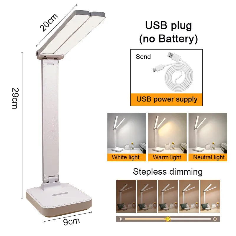 Brehn | LumiFold | LED Schreibtischlampe | 3 Helligkeitsstufen & Touch-Steuerung | USB wiederaufladbar & faltbar