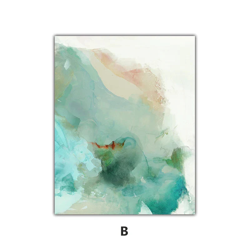 Ethereal Whispers Teal Emerald Aquamarin Abstrakte Wandkunst Fine Art Leinwanddrucke Nordische Bilder Für Moderne Wohnung Wohnzimmer Dekor | Brehn