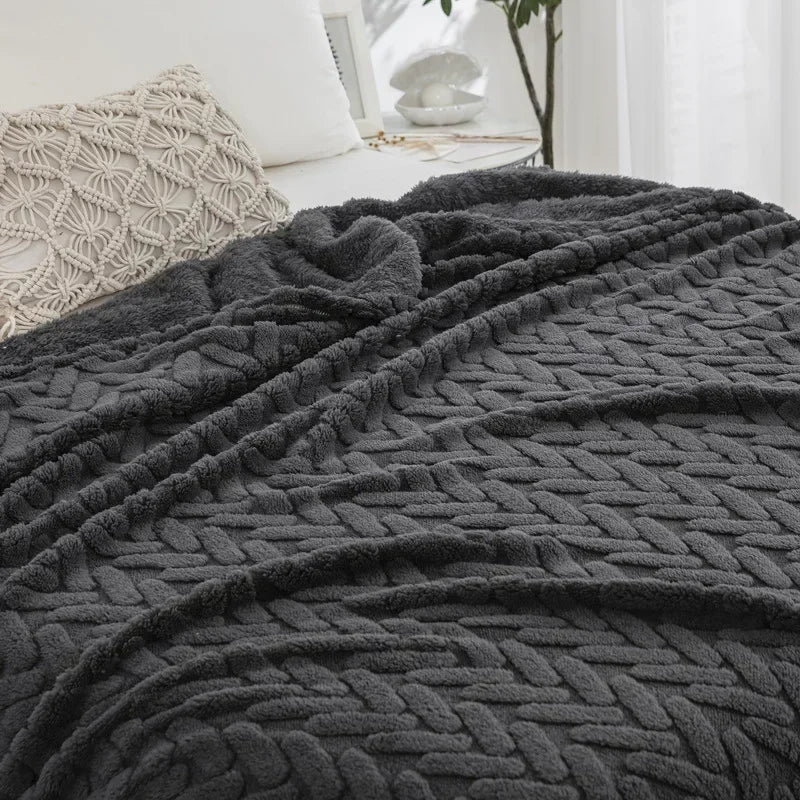 Brehn | Jacquard Fleece Decke CozyWeave | Einzelnes Layer & Doppelseitig | Weiche Tafu & Shu Baumwollfleece | Für Herbst & Winter