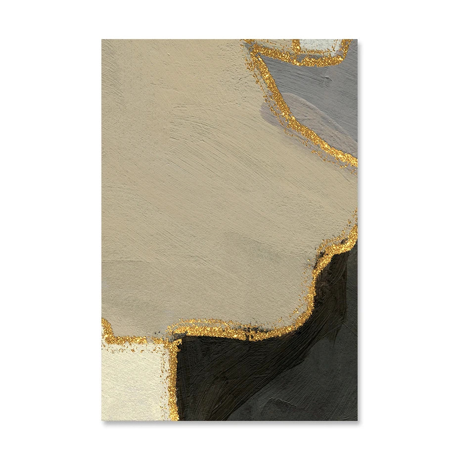 Abstrakte Blockfarbe Wandkunst Schwarz Grau Beige Golden Fine Art Leinwanddrucke Bilder Für Modernes Apartment Wohnzimmer Zeitgenössische Wohnkultur | Brehn