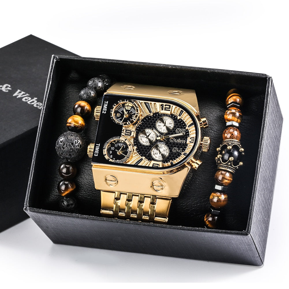 Brehn | Große Zifferblatt Uhr Quarz Geschäfts Herren Geschenkset