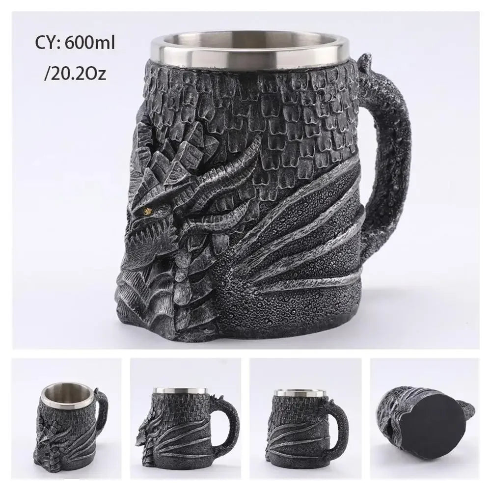 Brehn | Mittelalterlicher Drachenharz-Edelstahlbecher als Kaffeebecher oder Teebecher