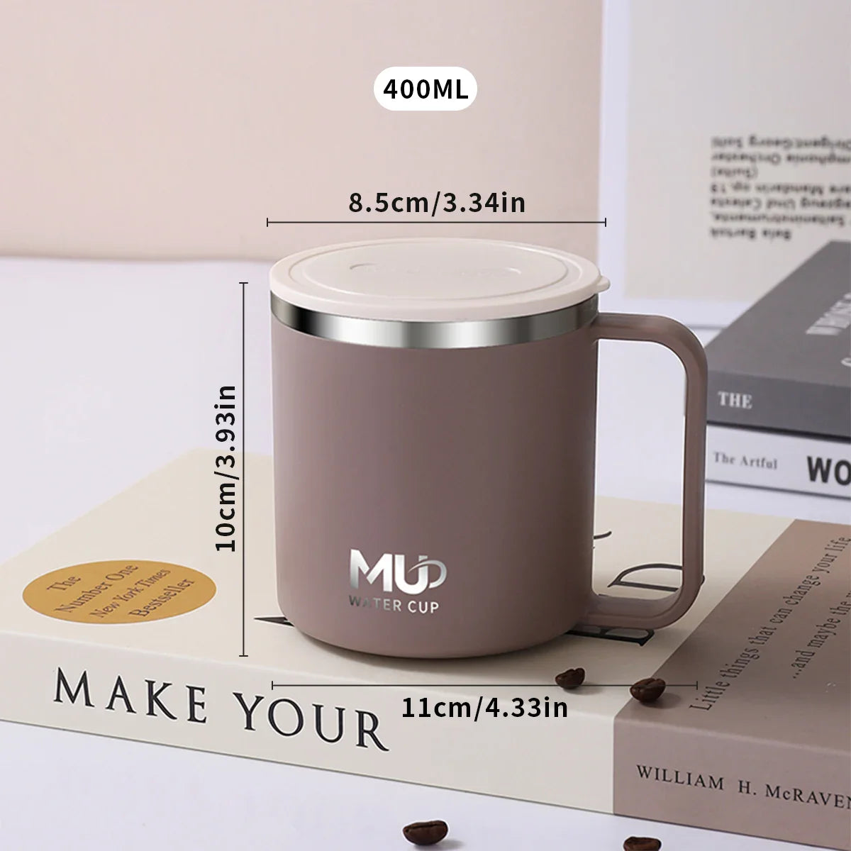 Isolierte Edelstahl Kaffeetasse mit Deckel | Brehn