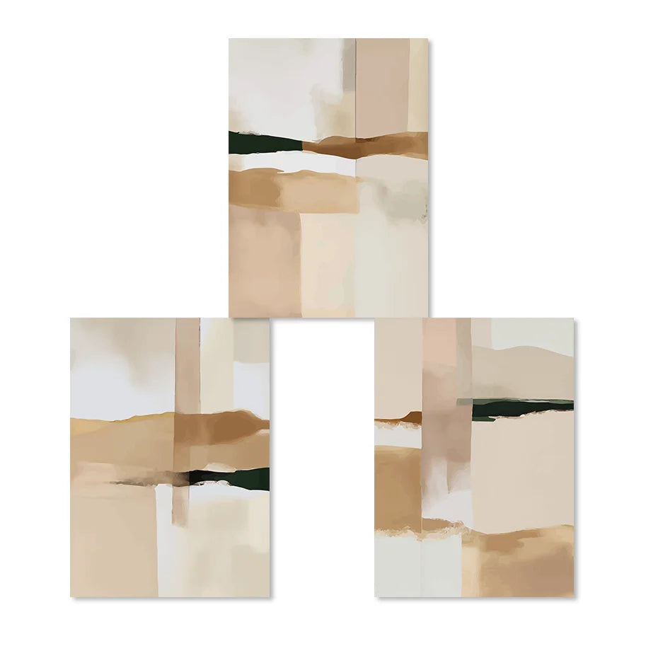 Neutrale Farbblock Beige Schwarz Wandkunst Fine Art Leinwanddrucke Moderne abstrakte Bilder für Wohn- und Schlafzimmer Kunstdekoration | Brehn