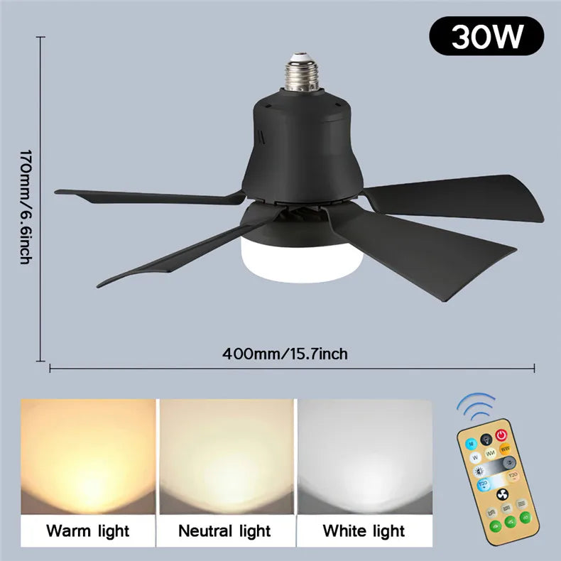 30W E27 Deckenventilator Licht mit Fernbedienung - LED Dimmfunktion, intelligenter leiser Ventilator für Schlafzimmer & Wohnzimmer | Brehn