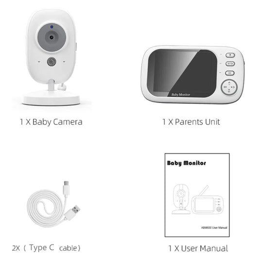 3,5-Zoll-Video-Babyphone mit Nachtsicht, Temperaturanzeige und Zwei-Wege-Audio